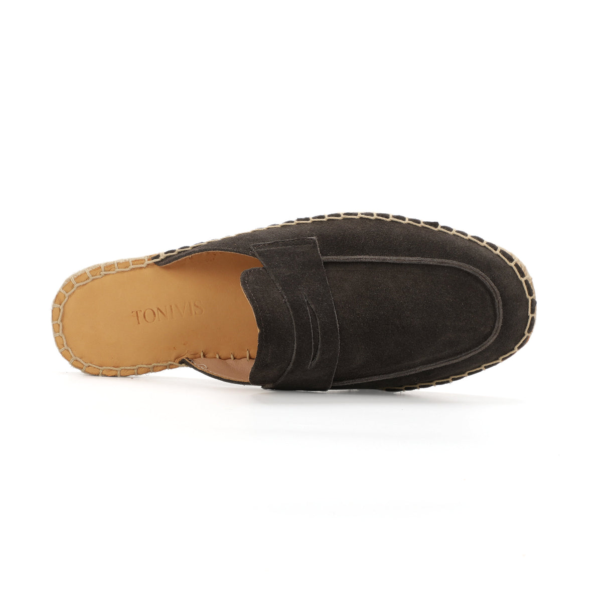 Men’s Comfort Cow Suede Penny Loafer Mule Espadrilles - Charcoal Gray
