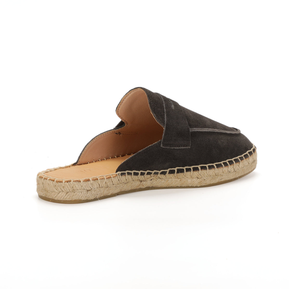 Men’s Comfort Cow Suede Penny Loafer Mule Espadrilles - Charcoal Gray