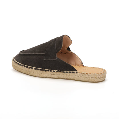 Men’s Comfort Cow Suede Penny Loafer Mule Espadrilles - Charcoal Gray