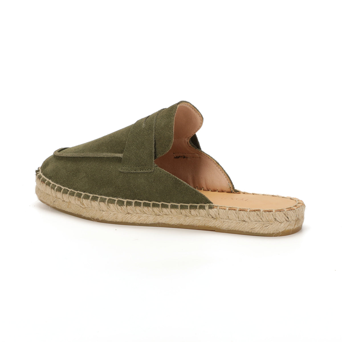 Men’s Comfort Cow Suede Penny Loafer Mule Espadrilles - Olive Green