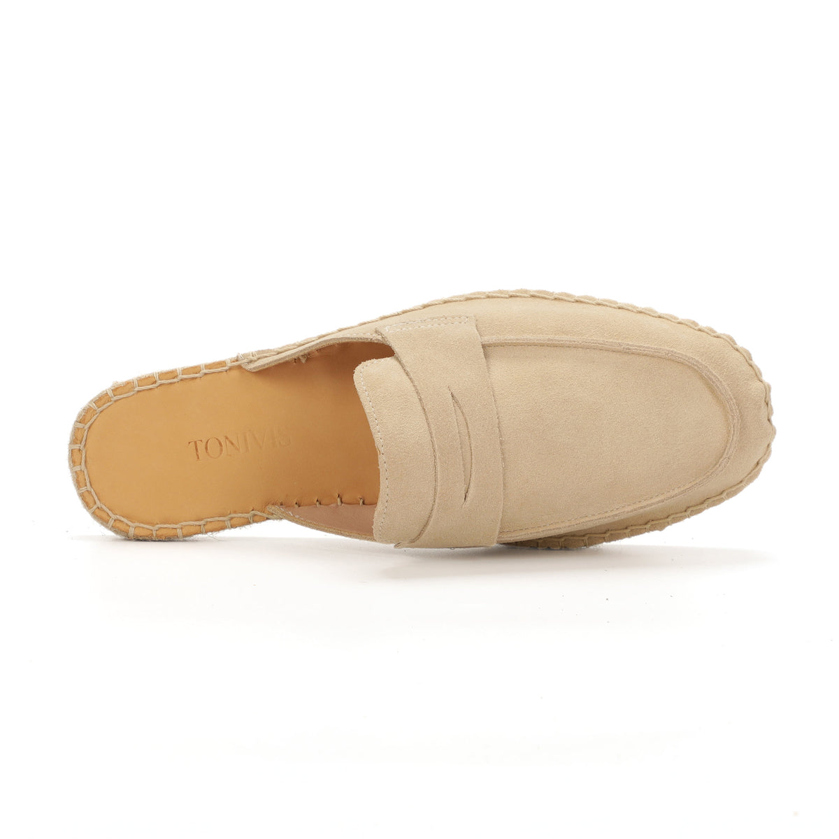 Men’s Comfort Cow Suede Penny Loafer Mule Espadrilles - Sand