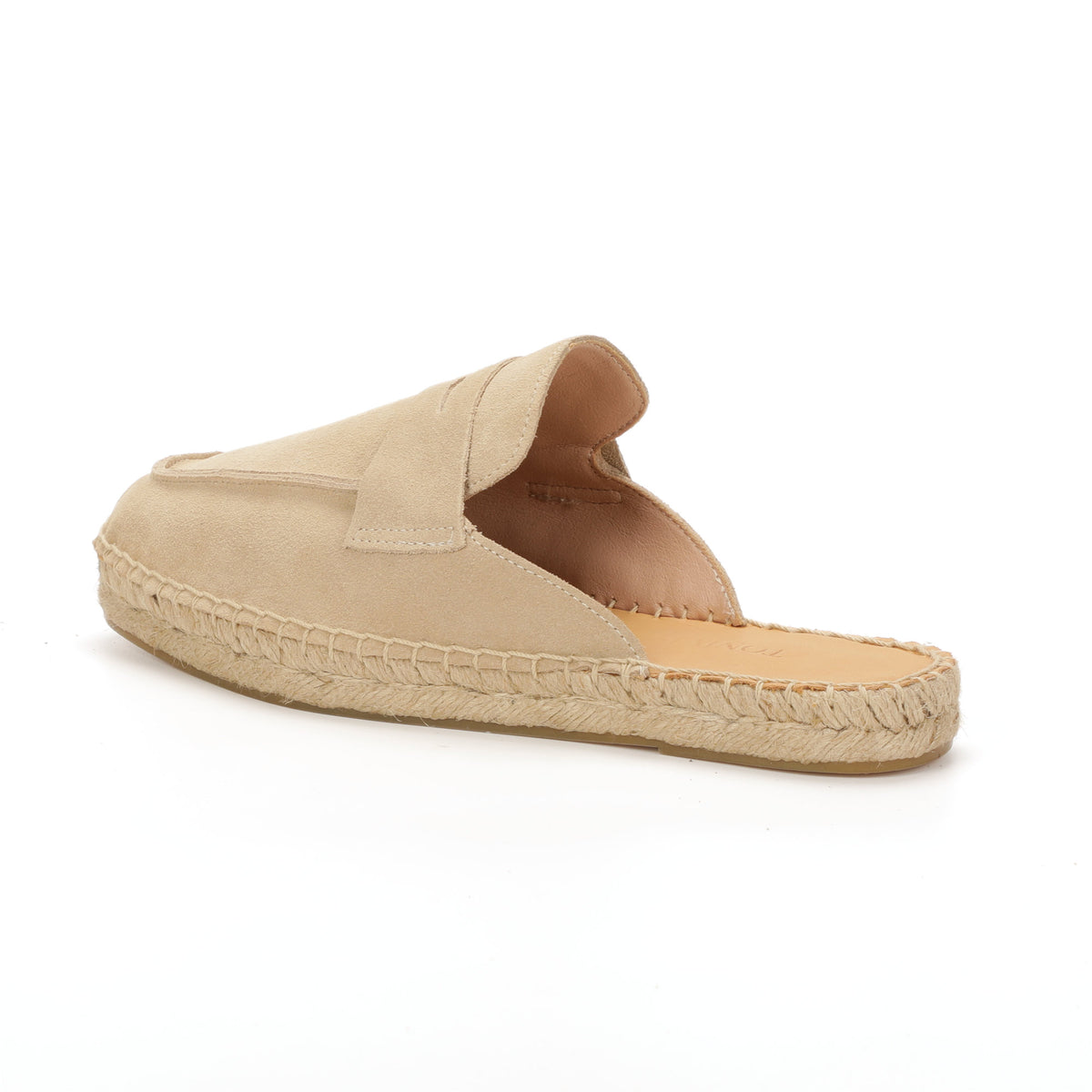 Men’s Comfort Cow Suede Penny Loafer Mule Espadrilles - Sand