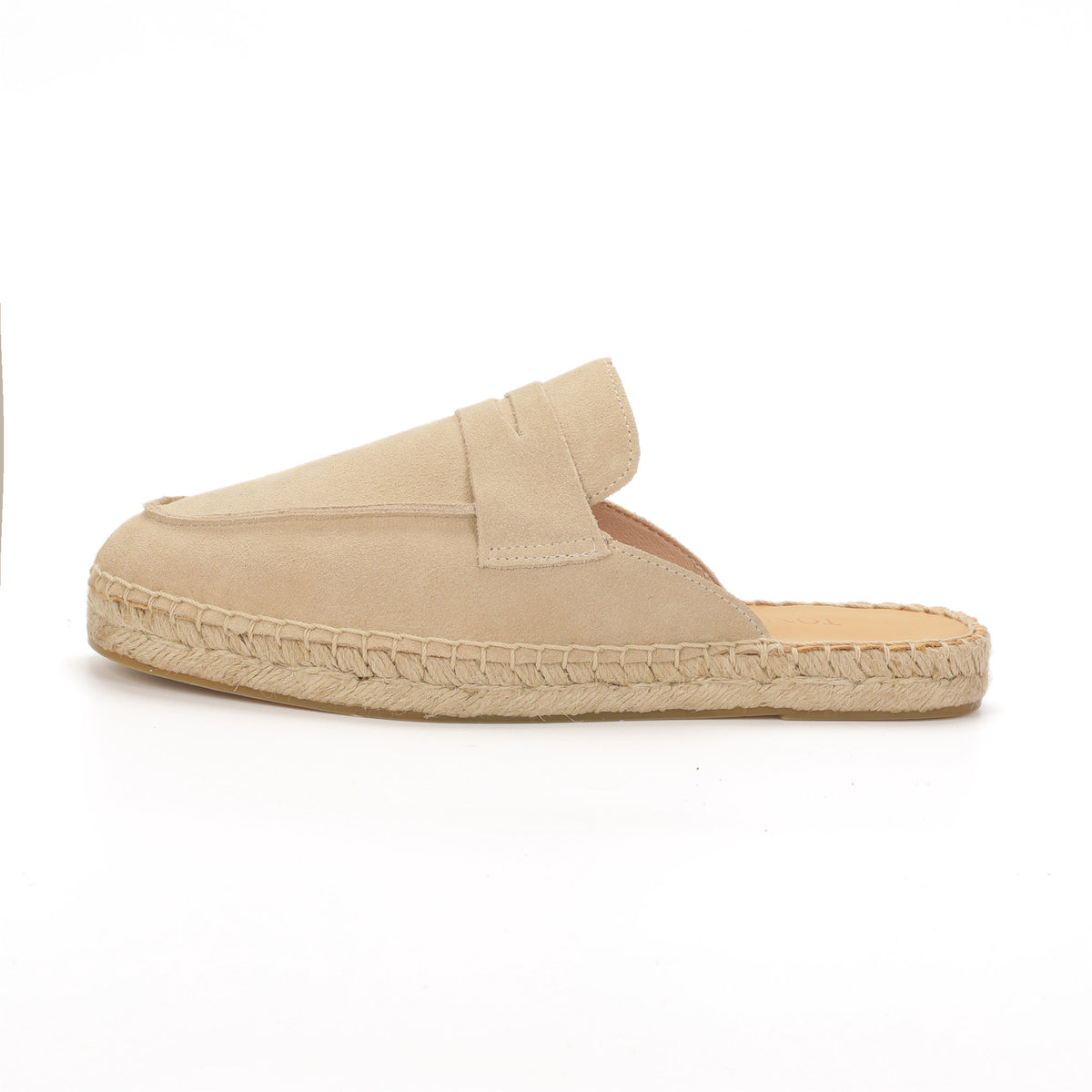 Men’s Comfort Cow Suede Penny Loafer Mule Espadrilles - Sand
