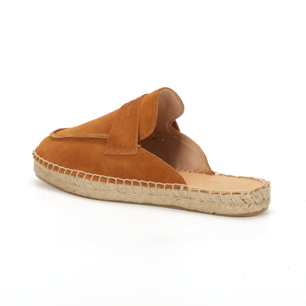 Men’s Comfort Cow Suede Penny Loafer Mule Espadrilles - Cognac Brown