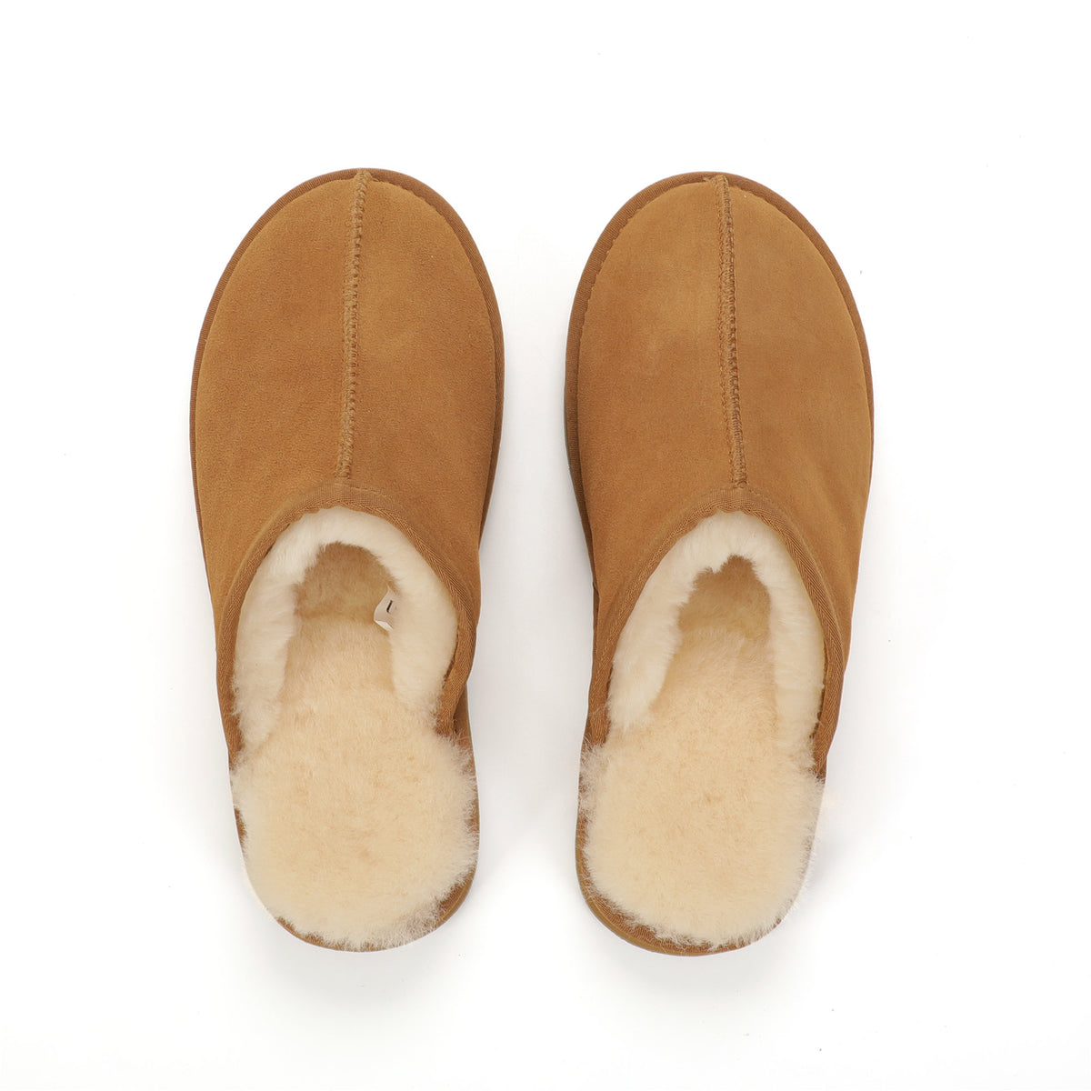 TONIVIS men's chestnut genuine leather slippers with 100% wool lining - view 1