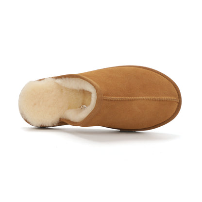 TONIVIS men's chestnut genuine leather slippers with 100% wool lining - view 2