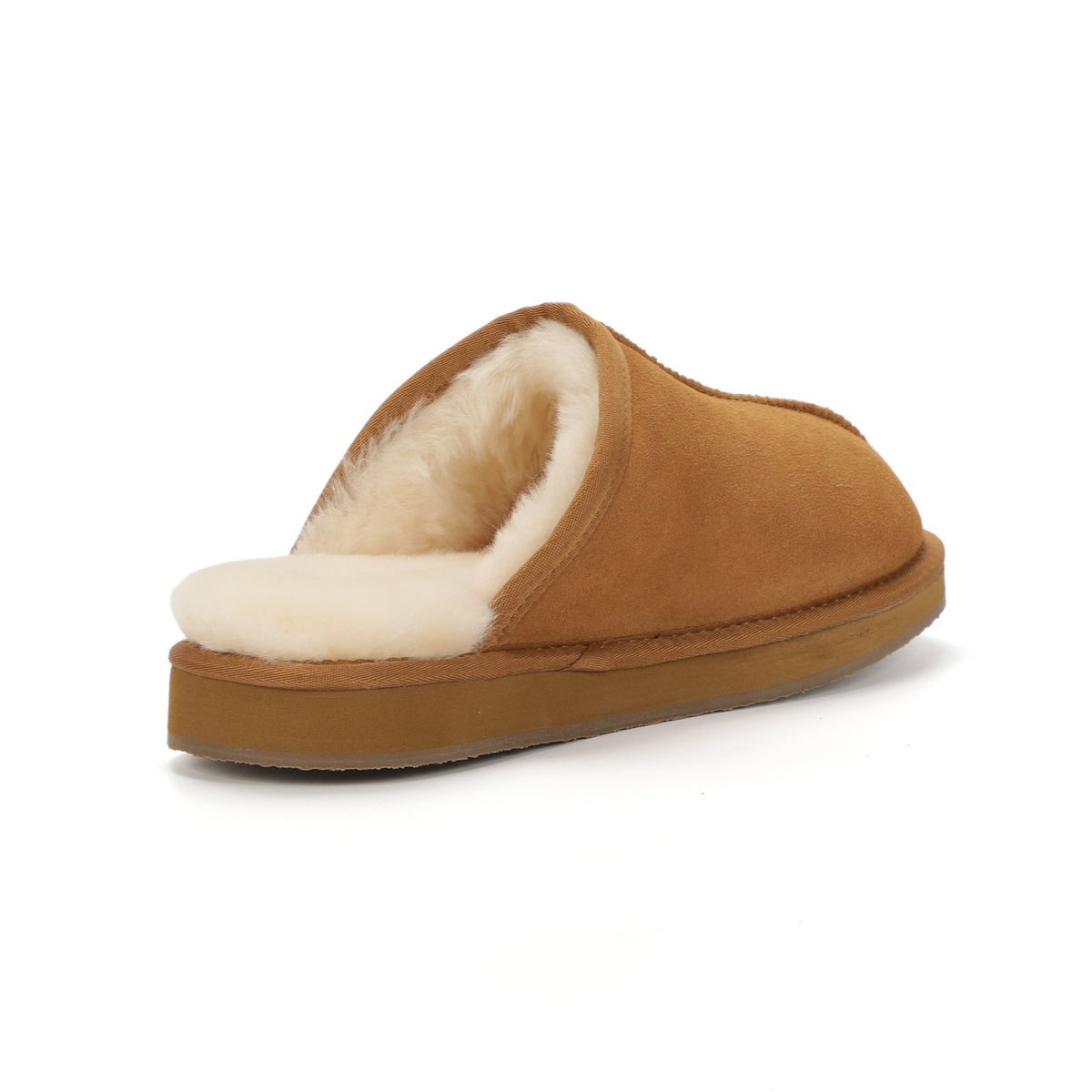 TONIVIS men's chestnut genuine leather slippers with 100% wool lining - view 3