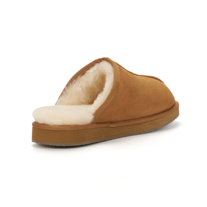 TONIVIS men's chestnut genuine leather slippers with 100% wool lining - view 3