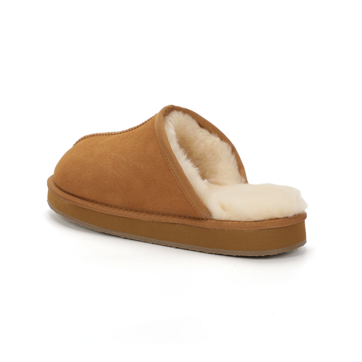 TONIVIS men's chestnut genuine leather slippers with 100% wool lining - view 4