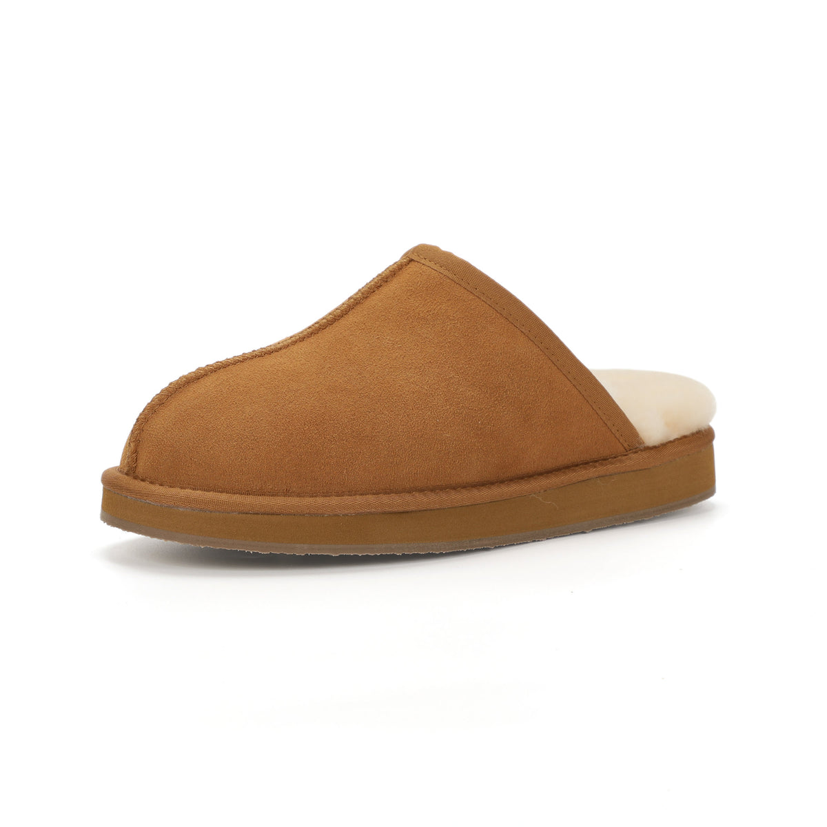 TONIVIS men's chestnut genuine leather slippers with 100% wool lining - view 6