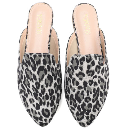 Leopard Print Pointed Toe Mules – Effortless Slip-On Flats