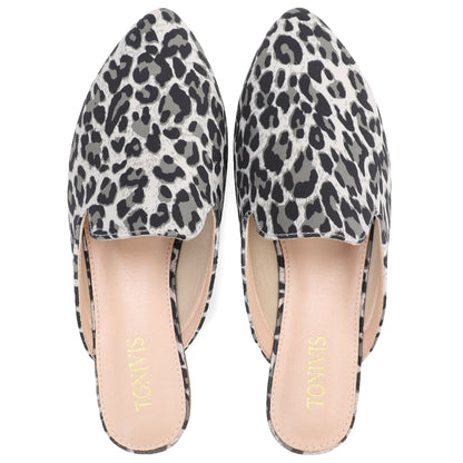 Leopard Print Pointed Toe Mules – Effortless Slip-On Flats
