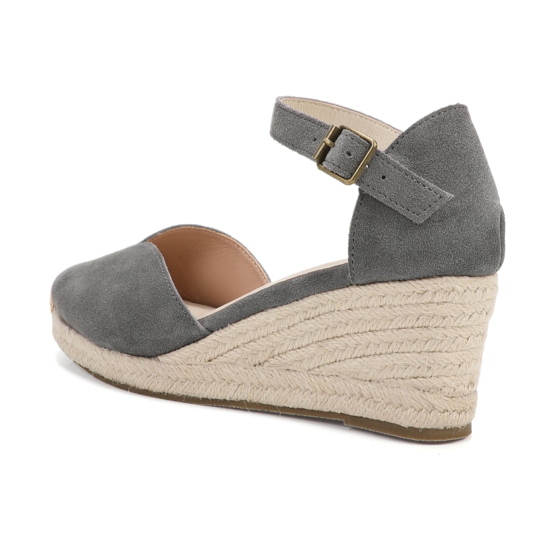 TONIVIS Grey Suede Closed Toe Espadrille Wedge