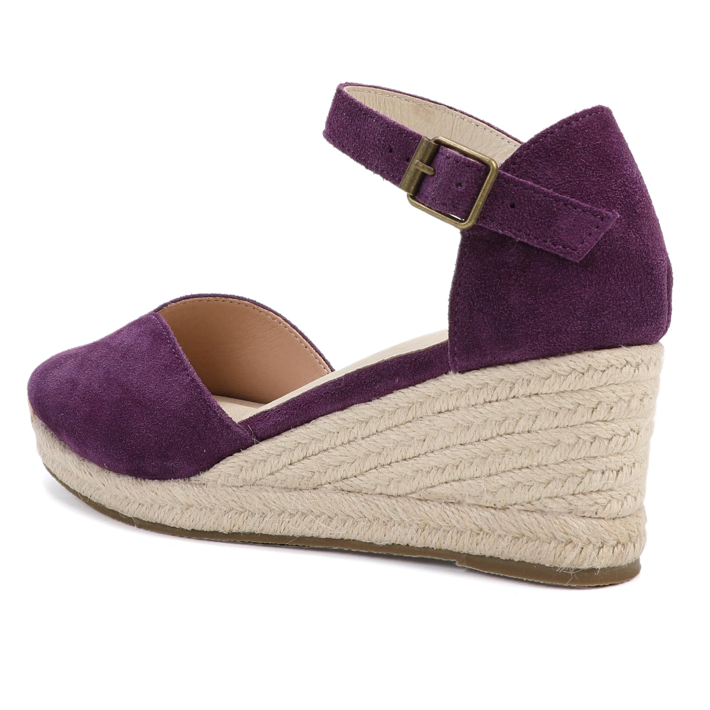 TONIVIS Plum Purple Suede Closed Toe Espadrille Wedge