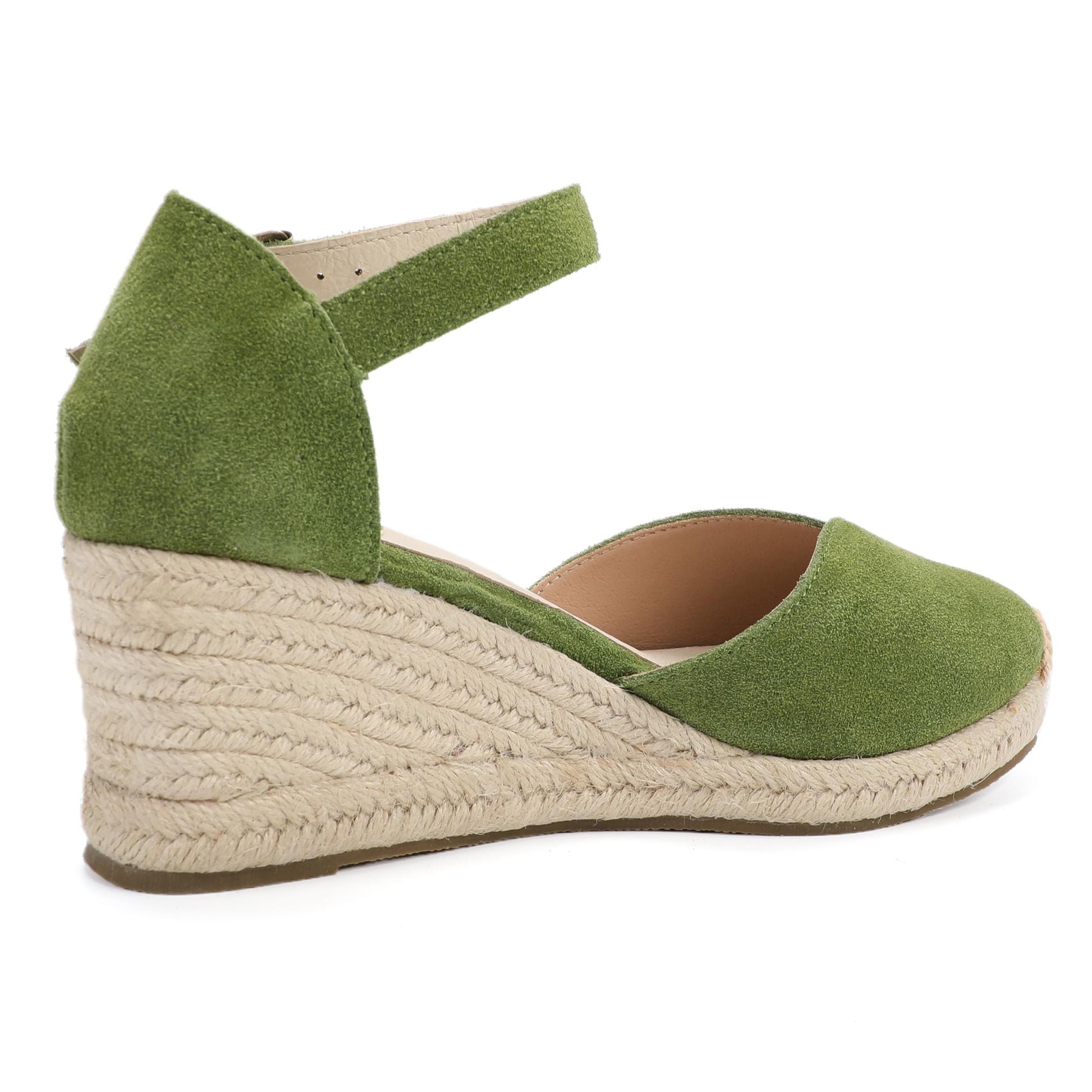 TONIVIS Sage Green Suede Closed Toe Espadrille Wedge