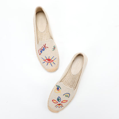 Beige women's espadrille flats, W-F607, photo 1