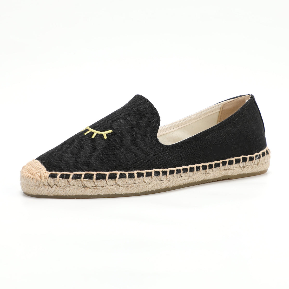 Black women's espadrille flats, W-F611, photo 1