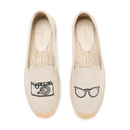 Beige Camera women's platform espadrilles, style W-F627