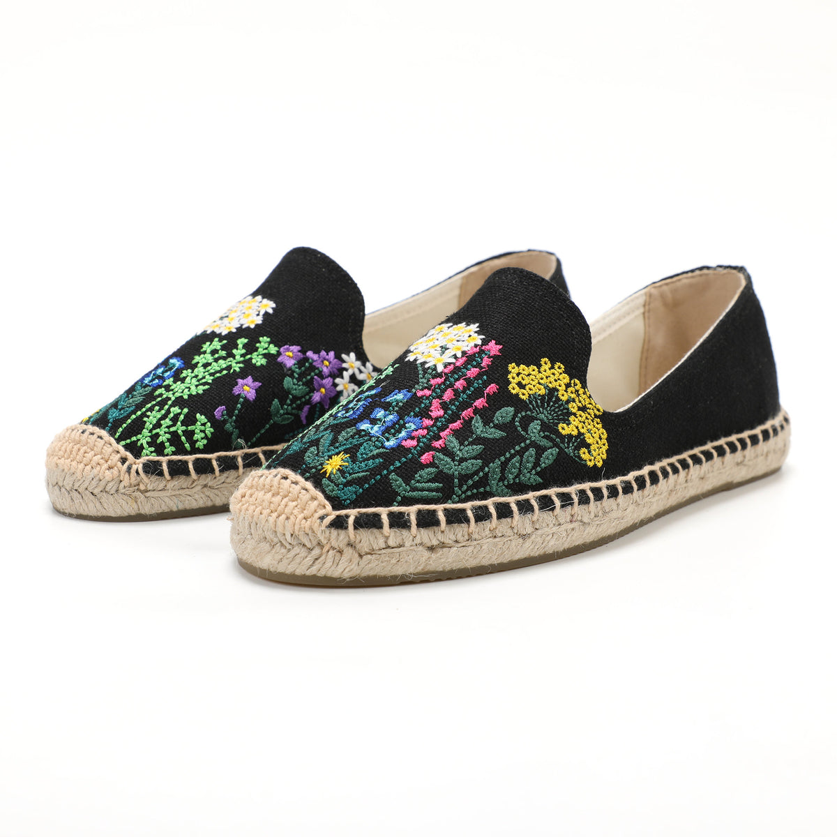 Black women's espadrille flats, W-F630, photo 1