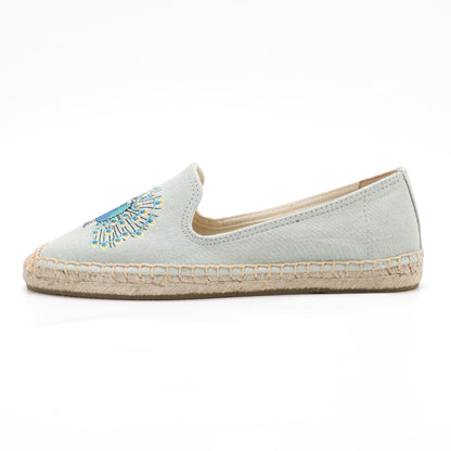 Light Blue women's espadrille flats, W-F634, photo 2