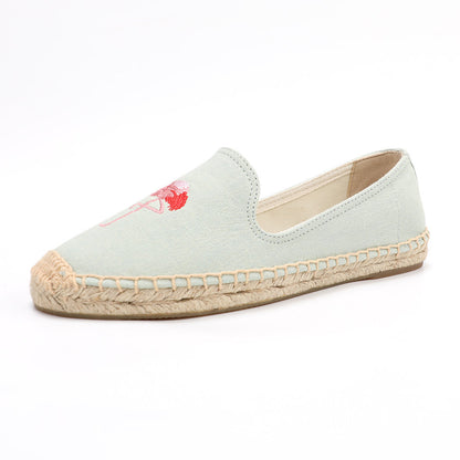 Light Blue women's flamingo espadrille flats