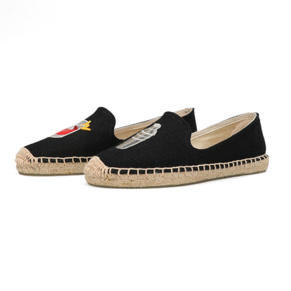 Black women's espadrille flats, W-F643, photo 1