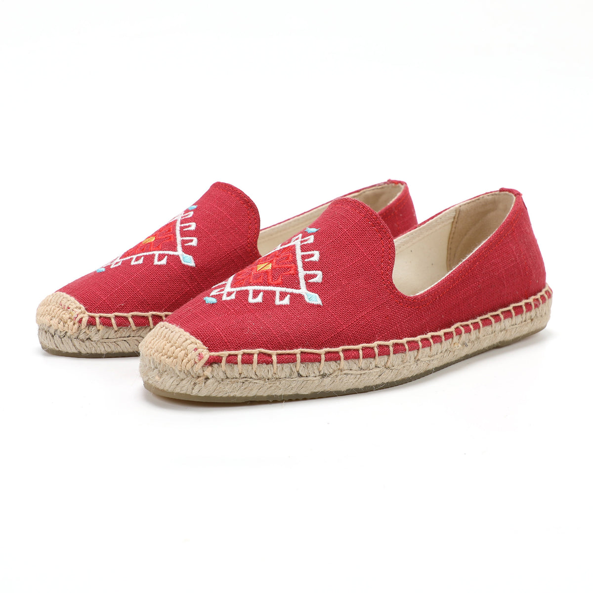 Red women's espadrille flats, W-F646, photo 1