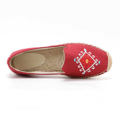 Red women's espadrille flats, W-F646, photo 5