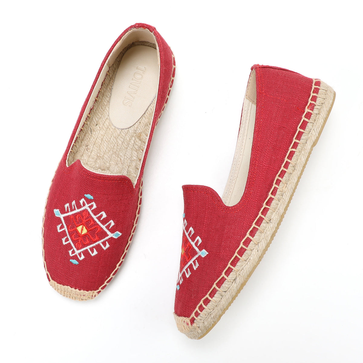 Red women's espadrille flats, W-F646, photo 6