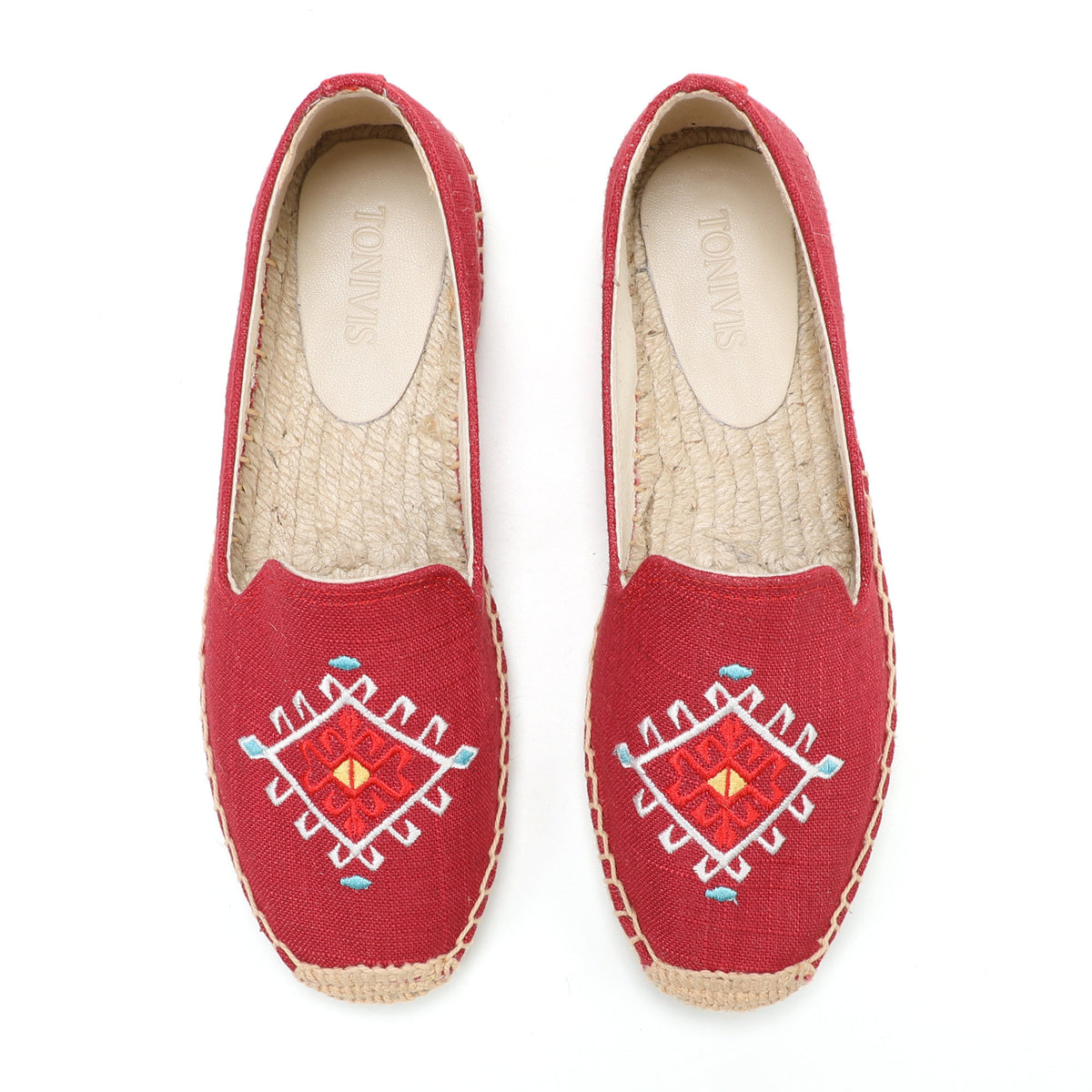 Red women's espadrille flats, W-F646, photo 7
