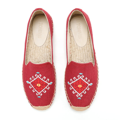 Red women's espadrille flats, W-F646, photo 7
