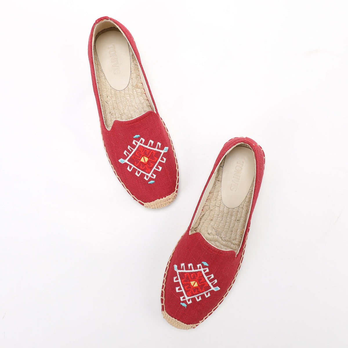 Red women's espadrille flats, W-F646, photo 8