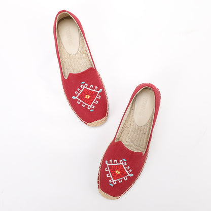 Red women's espadrille flats, W-F646, photo 8
