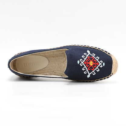Navy women's espadrille flats, W-F647, photo 5