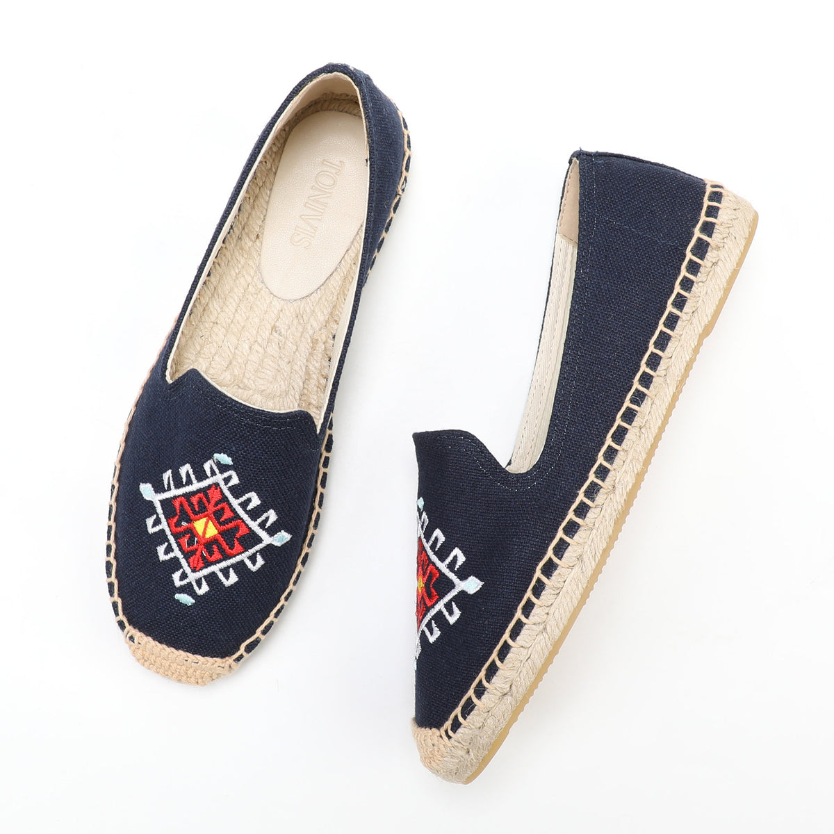Navy women's espadrille flats, W-F647, photo 6