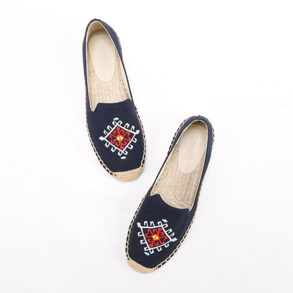 Navy women's espadrille flats, W-F647, photo 8