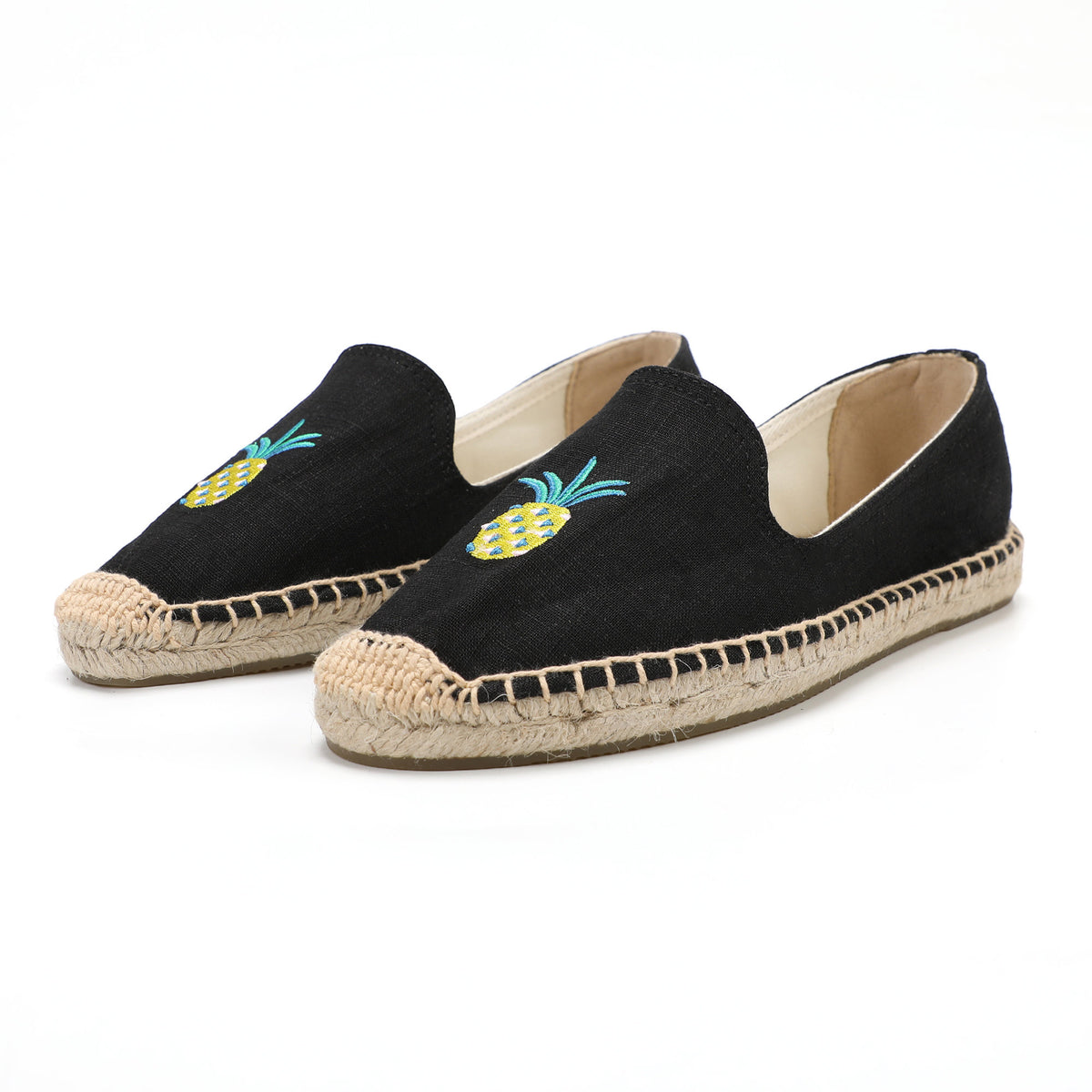 Black women's espadrille flats, W-F663, photo 1