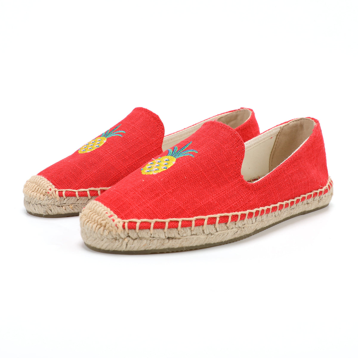 Red women's espadrille flats, W-F664, photo 1