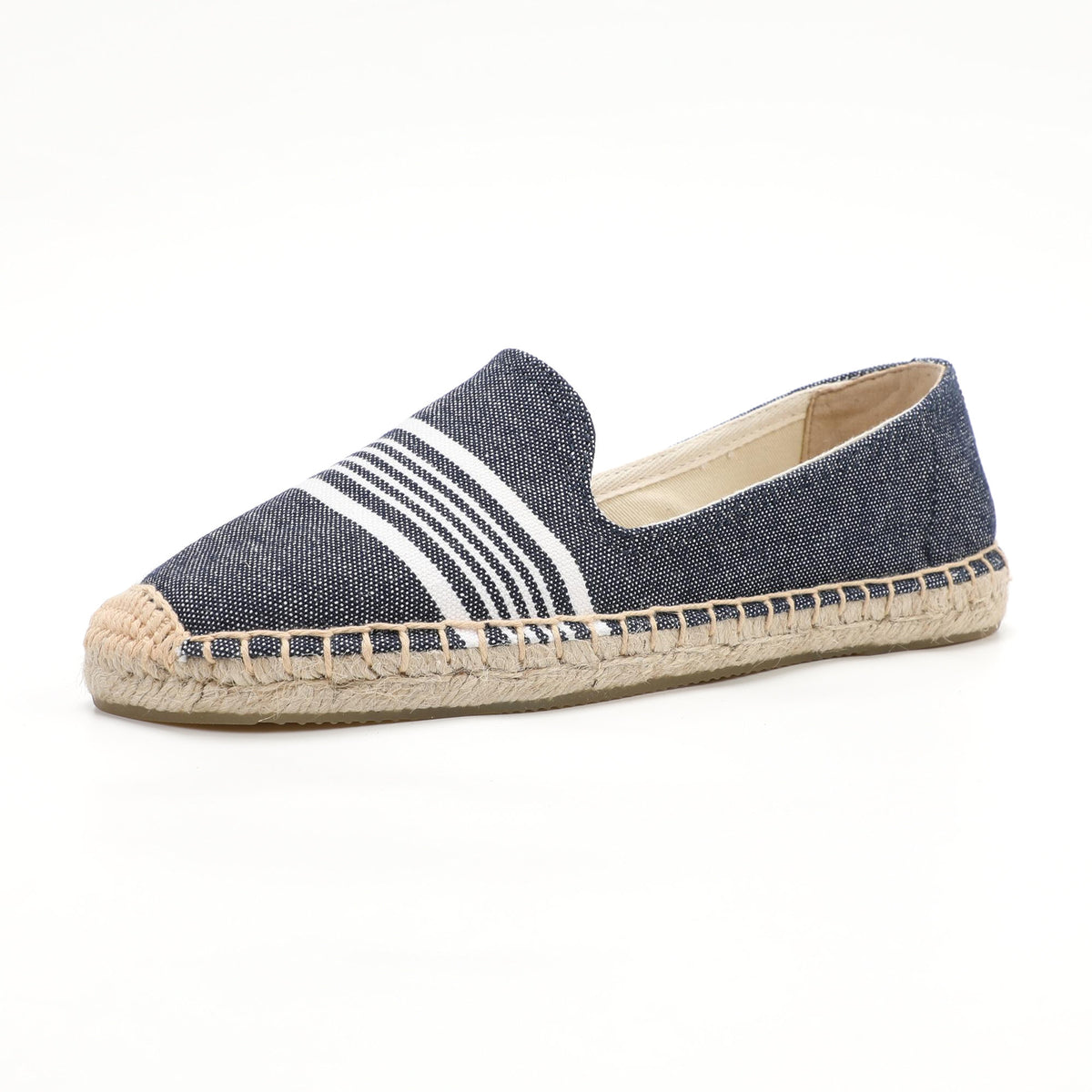 Navy White women's espadrille flats, W-F677, photo 1