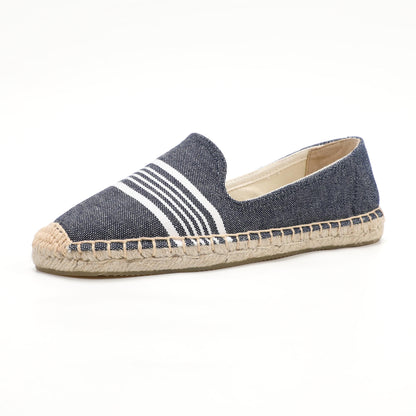 Navy White women's espadrille flats, W-F677, photo 1