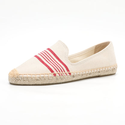Beige Red women's espadrille flats, W-F678, photo 1