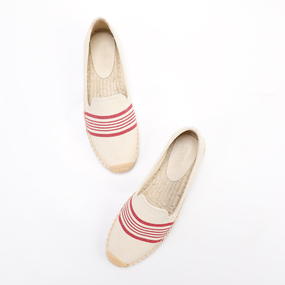 Beige Red women's espadrille flats, W-F678, photo 8