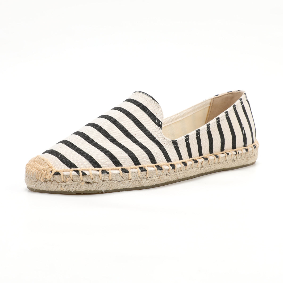 Beige Black women's espadrille flats, W-F682, photo 1