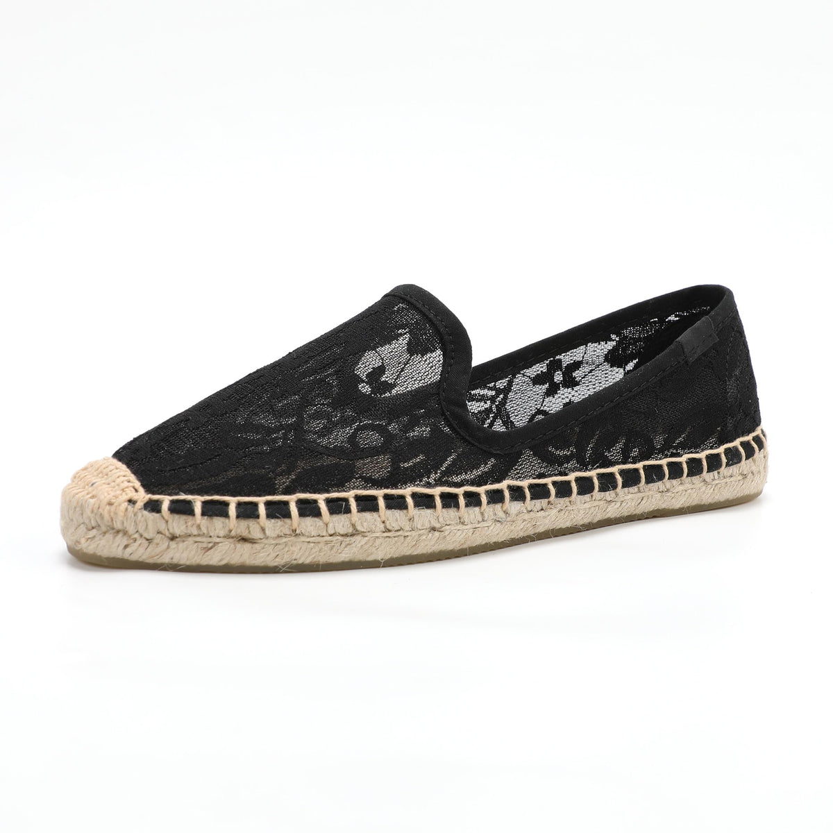 Black women's espadrille flats, W-F689, photo 1