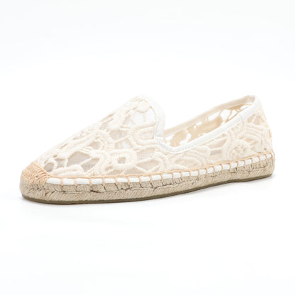 White women's espadrille flats, W-F691, photo 1
