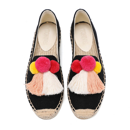Black women's espadrille flats, W-F699, photo 1