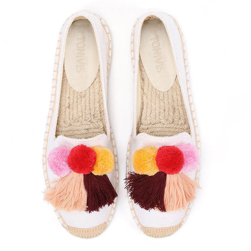White women's espadrille flats, W-F701, photo 1