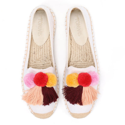 White women's espadrille flats, W-F701, photo 1
