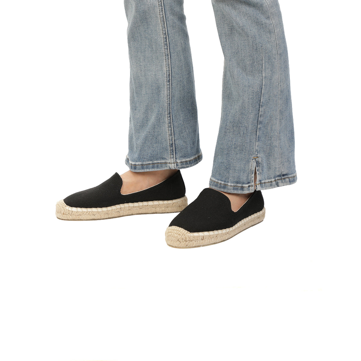 Black women's platform espadrilles, style W-P10007