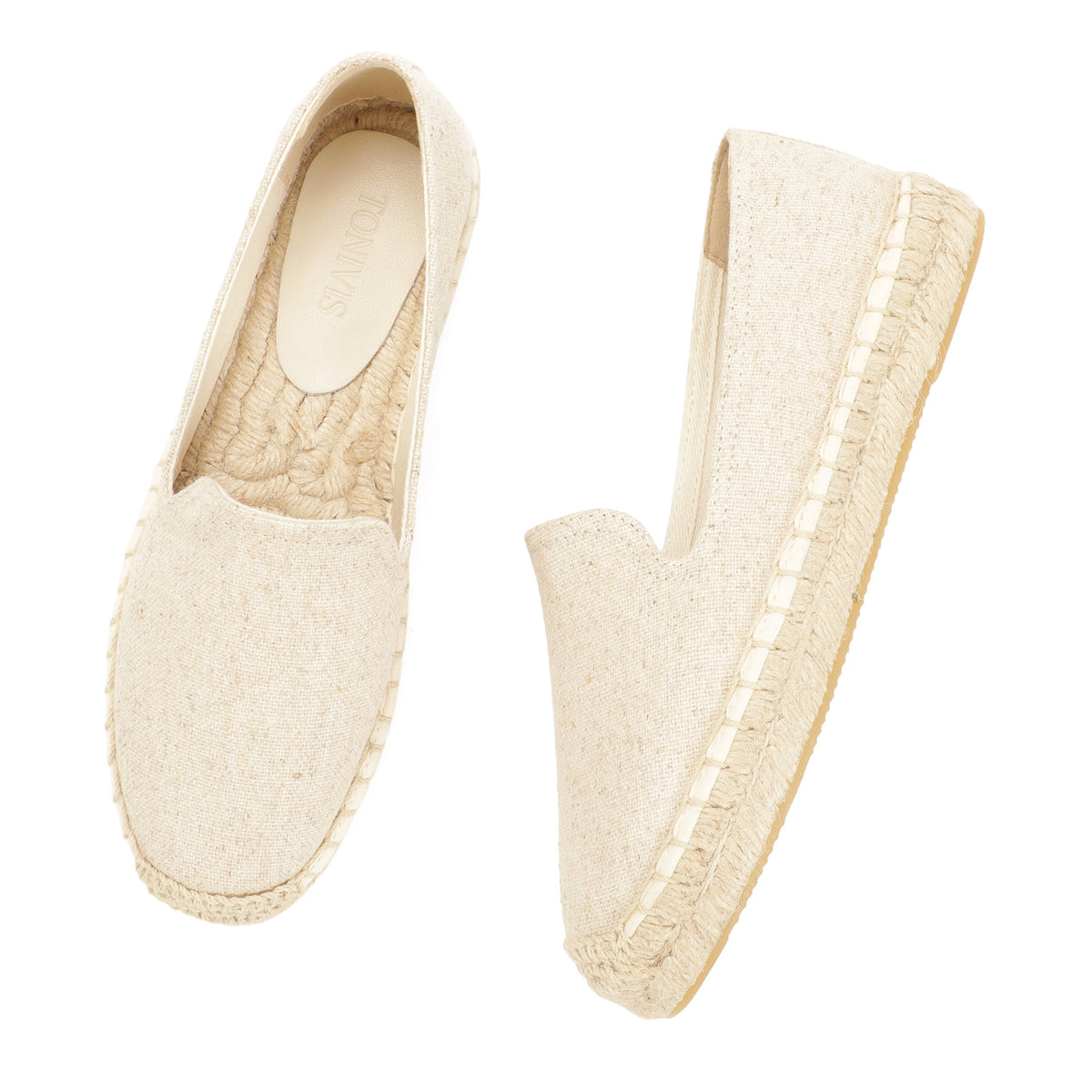 Beige Linen women's platform espadrilles, style W-P20261